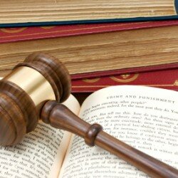 gavel on books