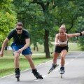Couple on roller blades